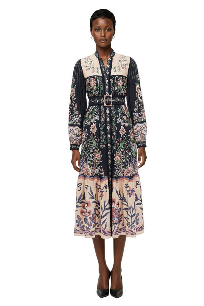 Marvelous Garden Black Long Sleeve Maxi Dress Hover Image