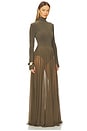 Norma Kamali x REVOLVE Long Sleeve Turtleneck Flared Gown in Bark