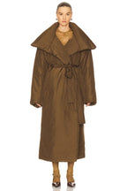 High Collar Sleeping Bag Coat Long in Bark