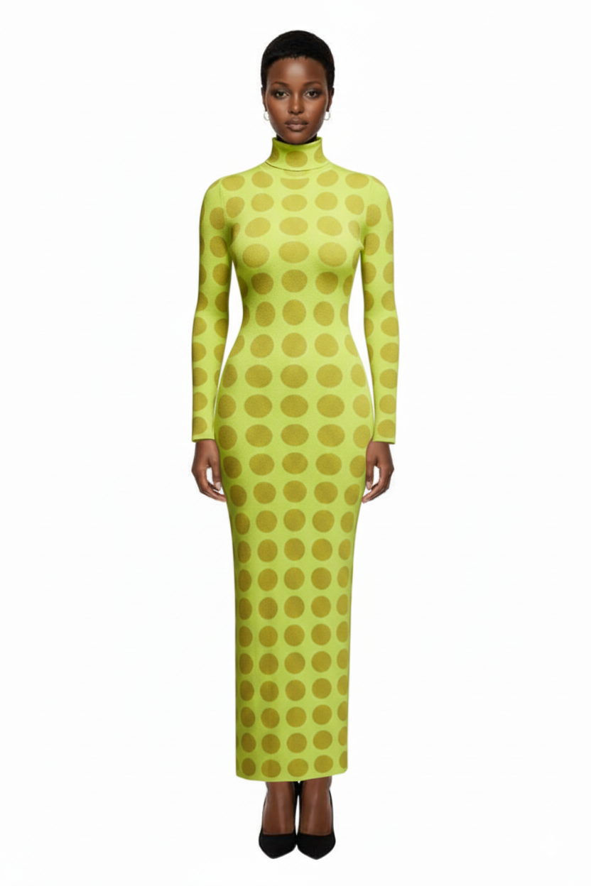 NYA SZN Dress Long Sleeve Fitted Bodycon Turtle Neck Dress