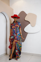 Ethereal Silk Ankara Kaftan Dress