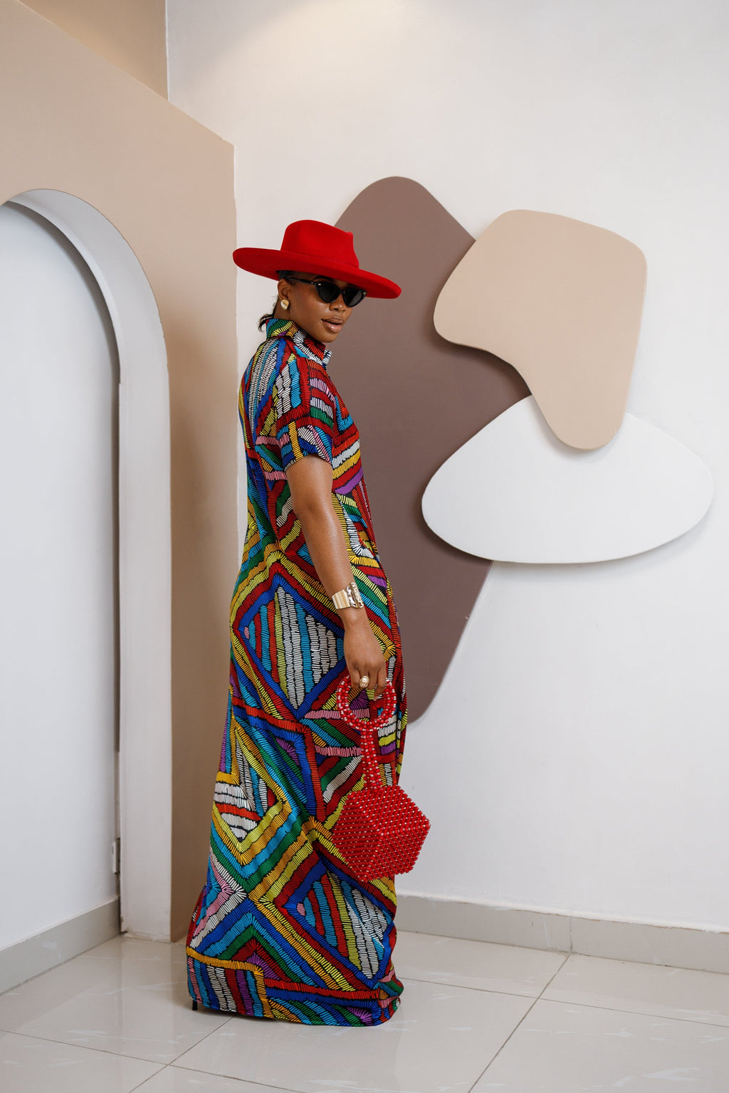 Ethereal Silk Ankara Kaftan Dress