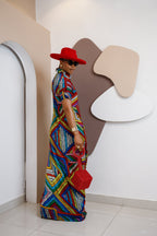 Ethereal Silk Ankara Kaftan Dress