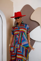 Ethereal Silk Ankara Kaftan Dress