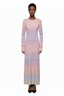 Nöista Gradient Ombre Fitted Maxi Dress In Pink Knitted Dress