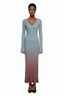 Nöista Long-Sleeve Ribbed Ombre Knit Maxi Dress
