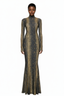 Norma Kamali Long Sleeve Turtleneck Fishtail Gown in Python