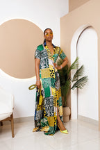 Audacious Silk Ankara Maxi Kaftan