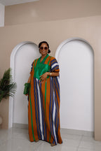 Oliaku Striped Bubu Dress with Aso Oke Embellishment