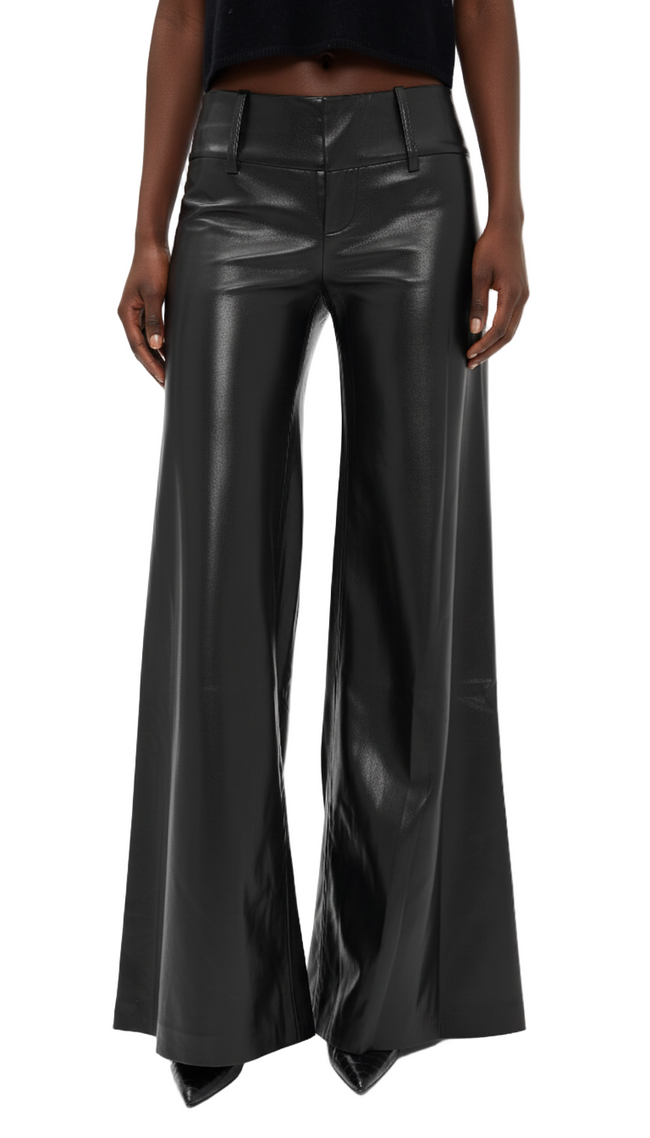 Olivia Vegan Leather Wide Leg Flare Pants Hover Image