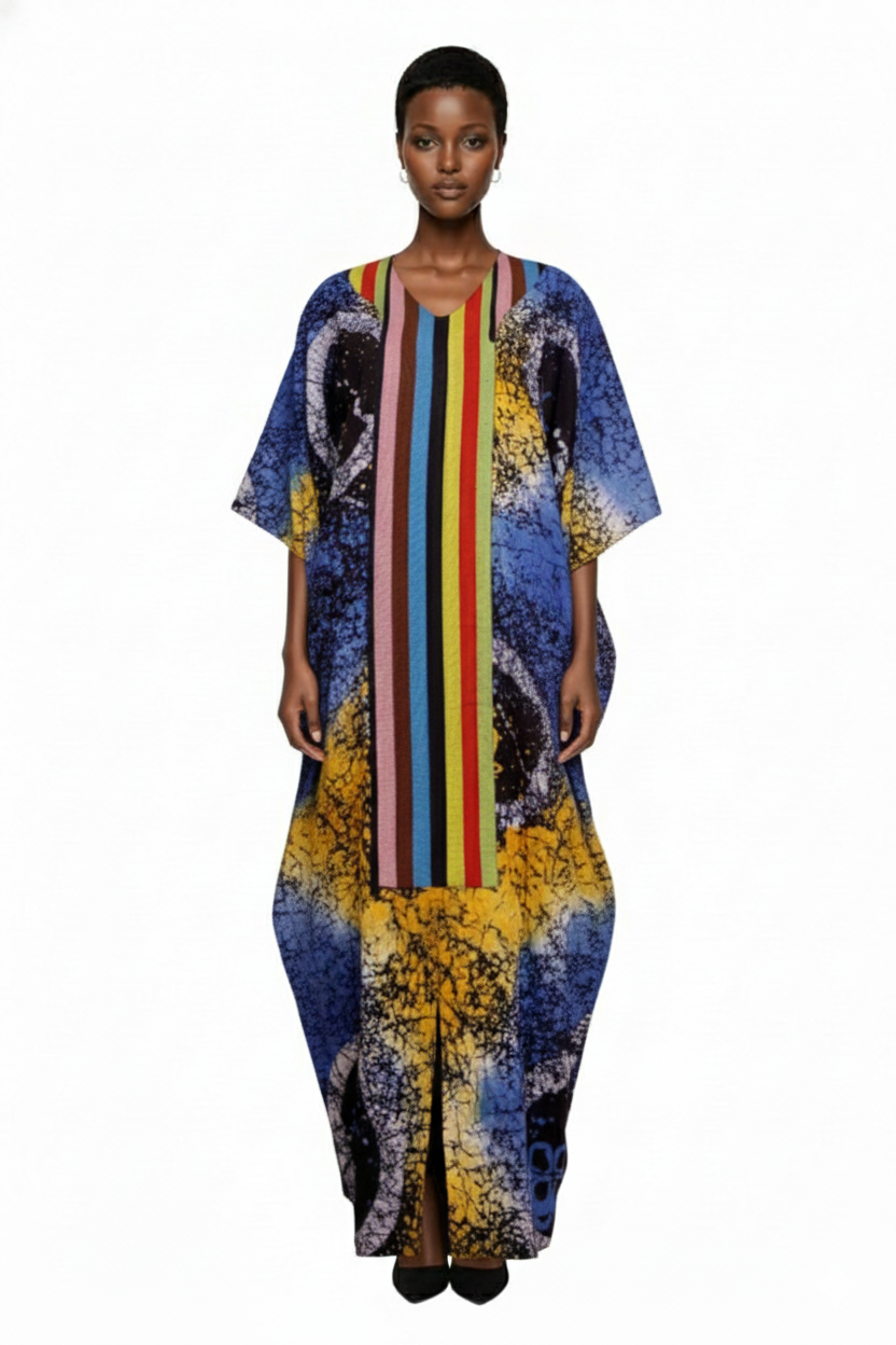 Onwenkem Adire Bubu Dress – Adire & Aso Oke Fusion