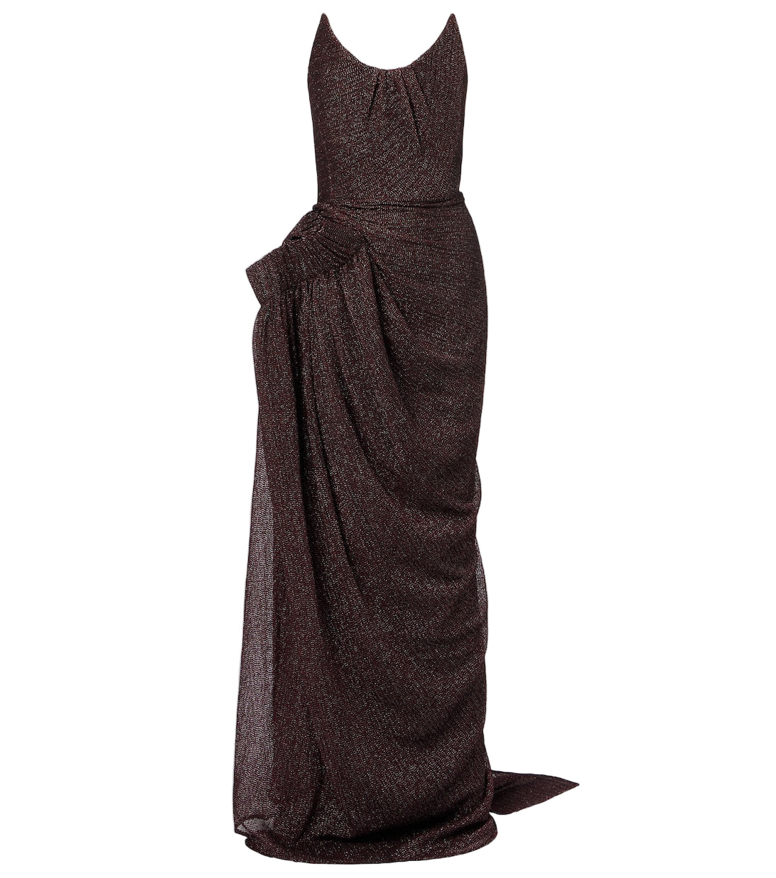 Lexicon draped gathered lamé gown