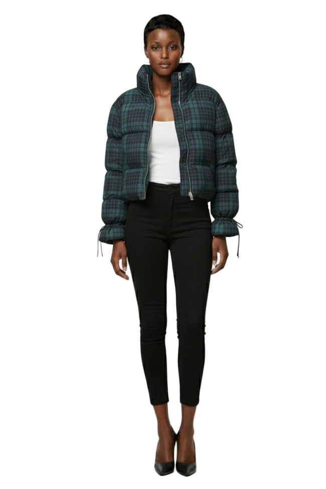 Plaid Puffer Jacket Hover Image