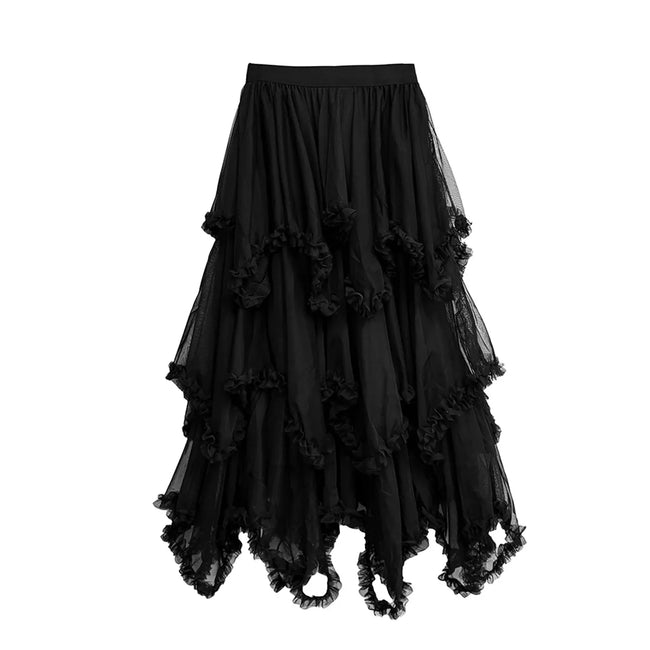 Audacious Asymmetrical Mesh Skirt Hover Image