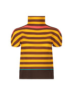 Vibrant Striped Pleated T-shirt