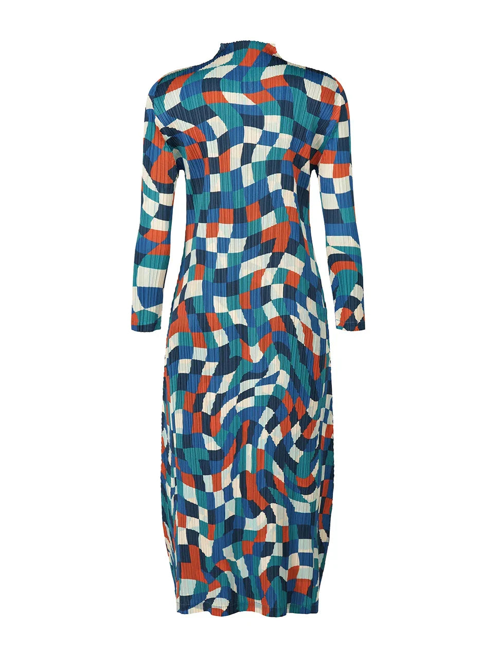 Vibrant Plaid Pleated Maxi Dress