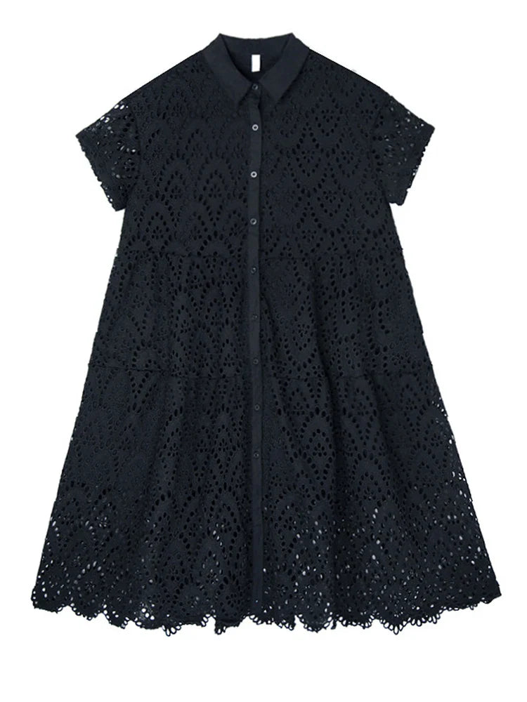 Sovereign Lace Midi Shirt Dress