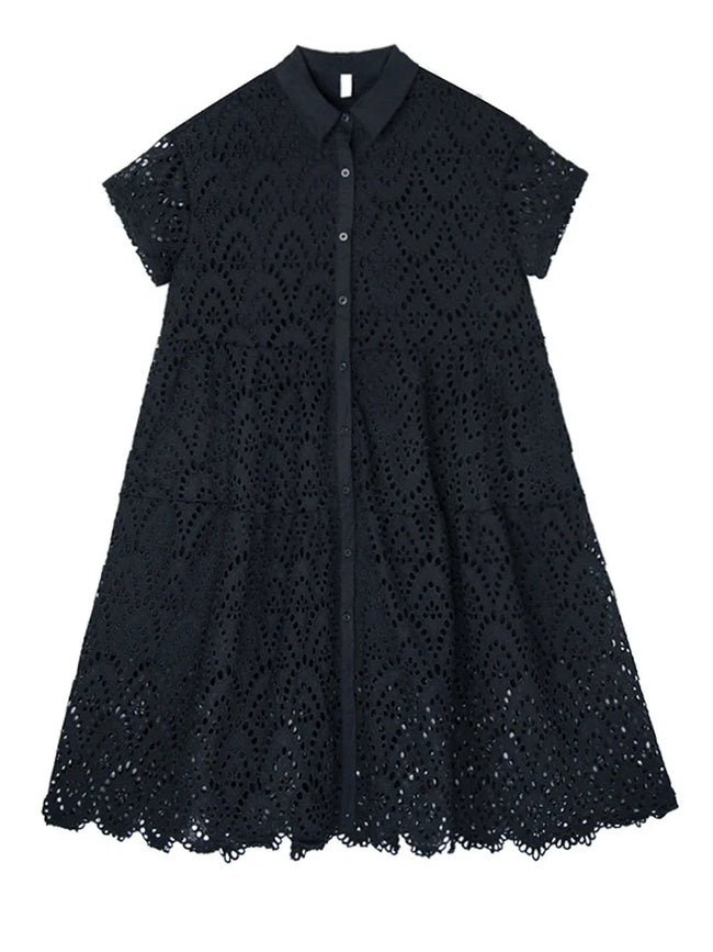 Sovereign Lace Midi Shirt Dress Hover Image