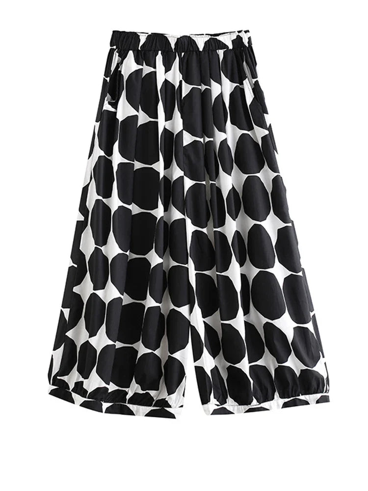 Vibrant Polka Dot Wide Leg Trousers