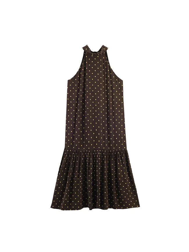 Worthy Polka Dot Halter Midi Dress Hover Image