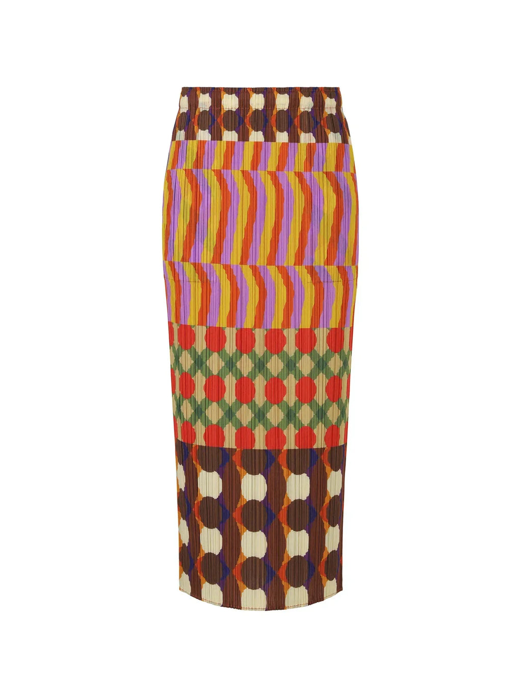 Spirited Pleated Geometric Midi Skirt