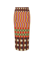 Spirited Pleated Geometric Midi Skirt