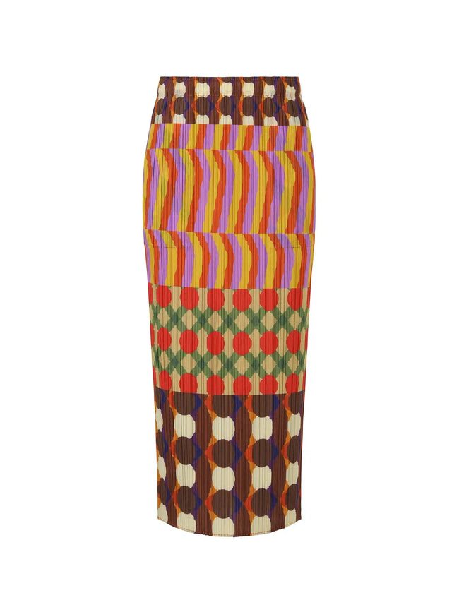 Spirited Pleated Geometric Midi Skirt Hover Image