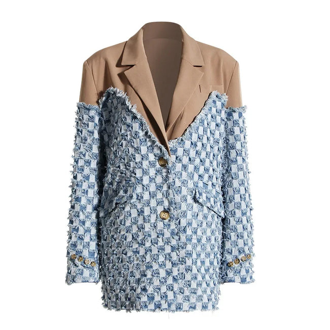 Audacious Spliced Raw Edge Blazer Hover Image