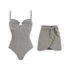 Confident Houndstooth Print Bikini Set