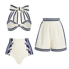 Confident Striped Ruffle Bikini Set