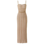 Elegant Striped Knit Maxi Dress
