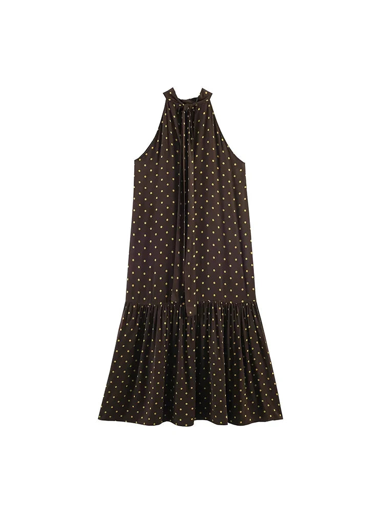 Worthy Polka Dot Halter Midi Dress