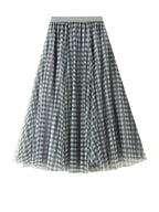 Grounded Plaid Mesh A-Line Skirt