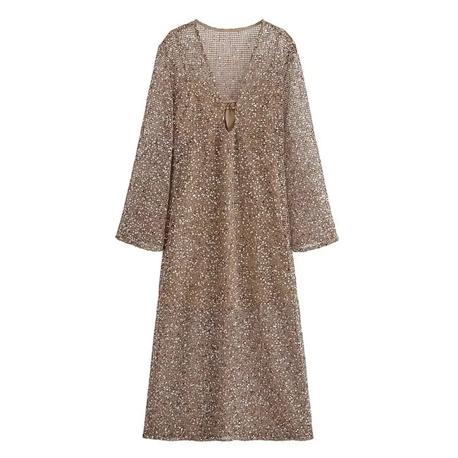 Radiant Sequined V-Neck Maxi Dress Hover Image