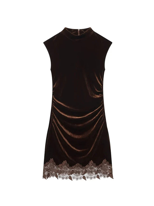Radiant Velvet Lace Mini Dress Hover Image