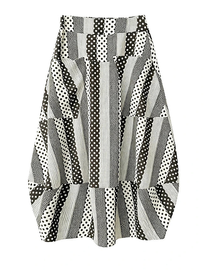 Unique Dot Striped A-Line Skirt Hover Image