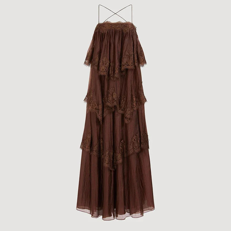 Divine Embroidered Tiered Maxi Dress