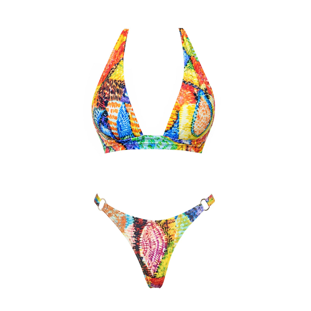 Vibrant Printed Tie-Front Bikini Set