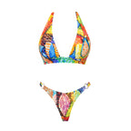 Vibrant Printed Tie-Front Bikini Set