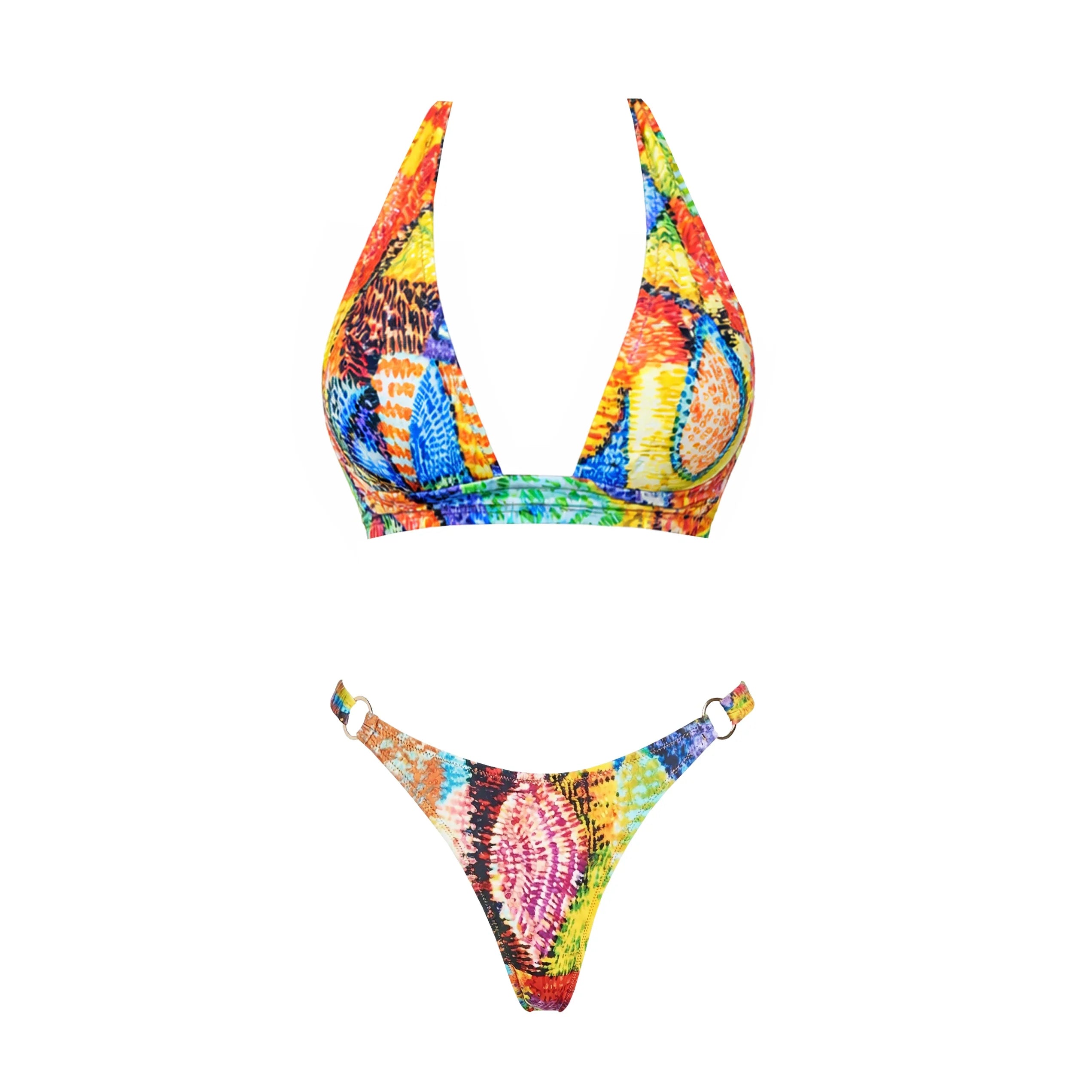 Vibrant Printed Tie-Front Bikini Set