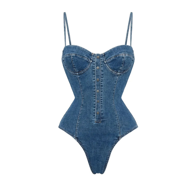 Daring Denim Bandeau Bikini Set Hover Image