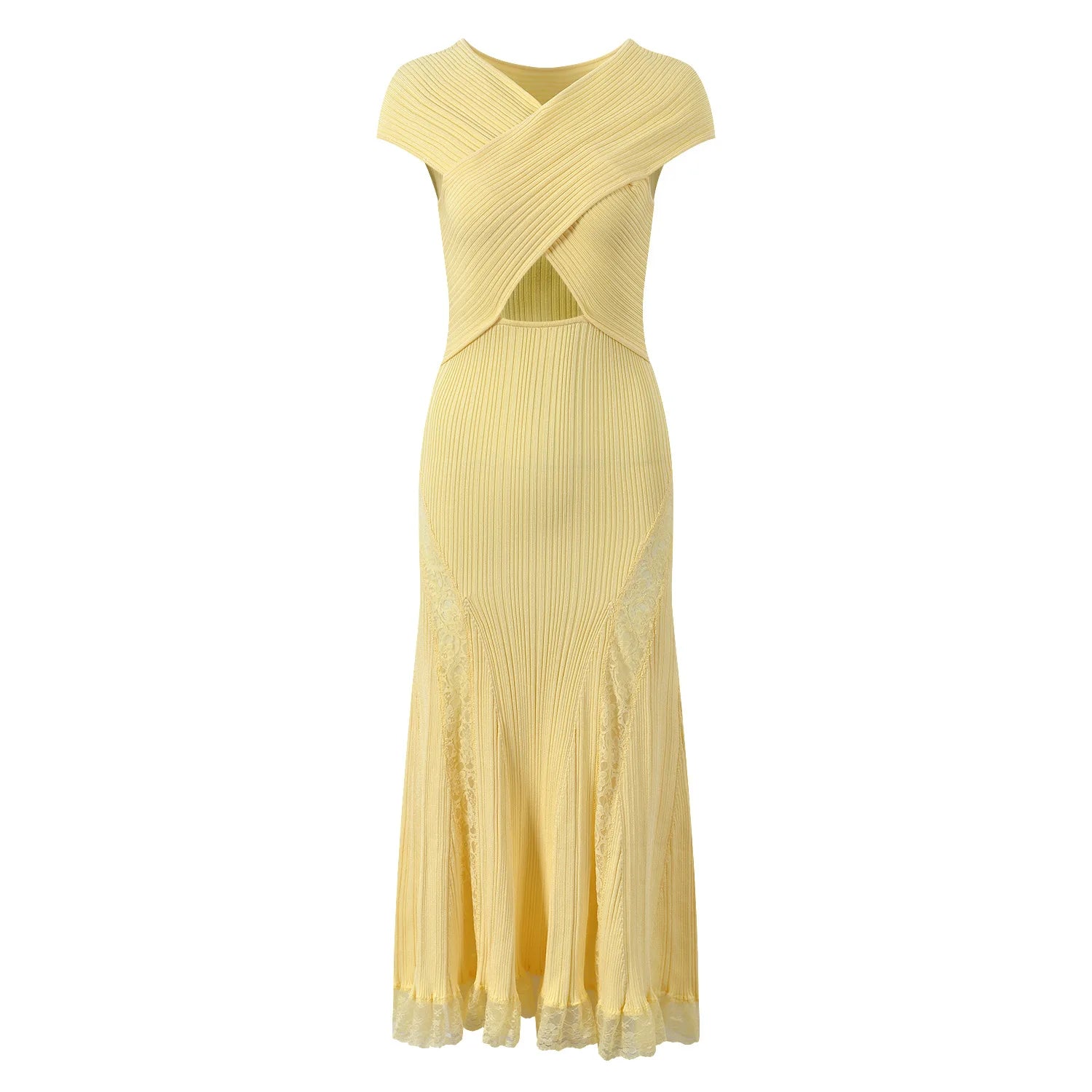 Radiant Knit Lace Midi Dress