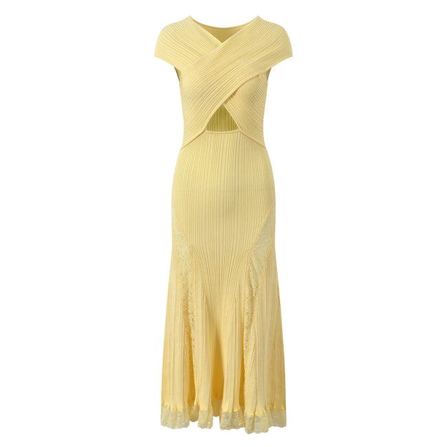 Radiant Knit Lace Midi Dress Hover Image