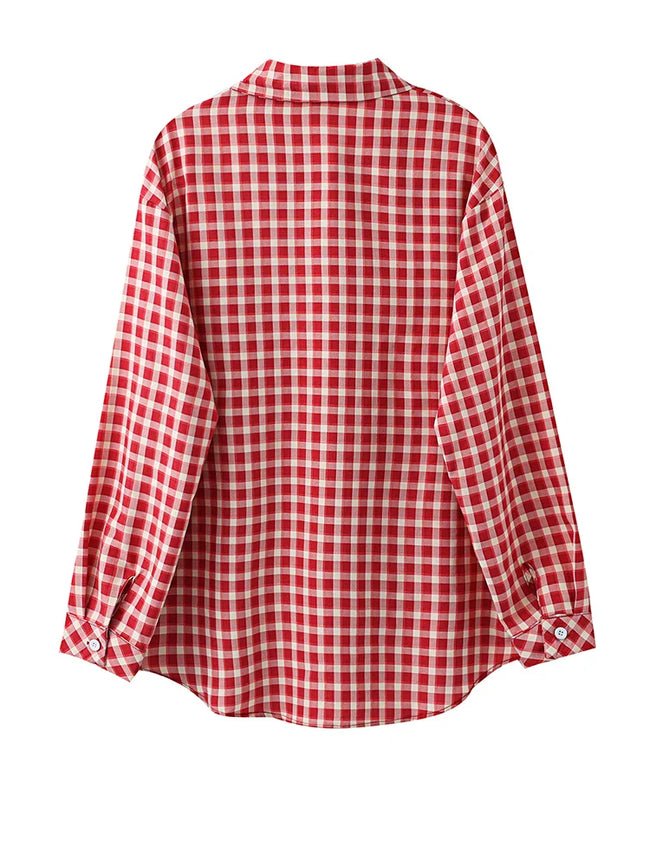 Adventurous Plaid Loose Blouse Hover Image