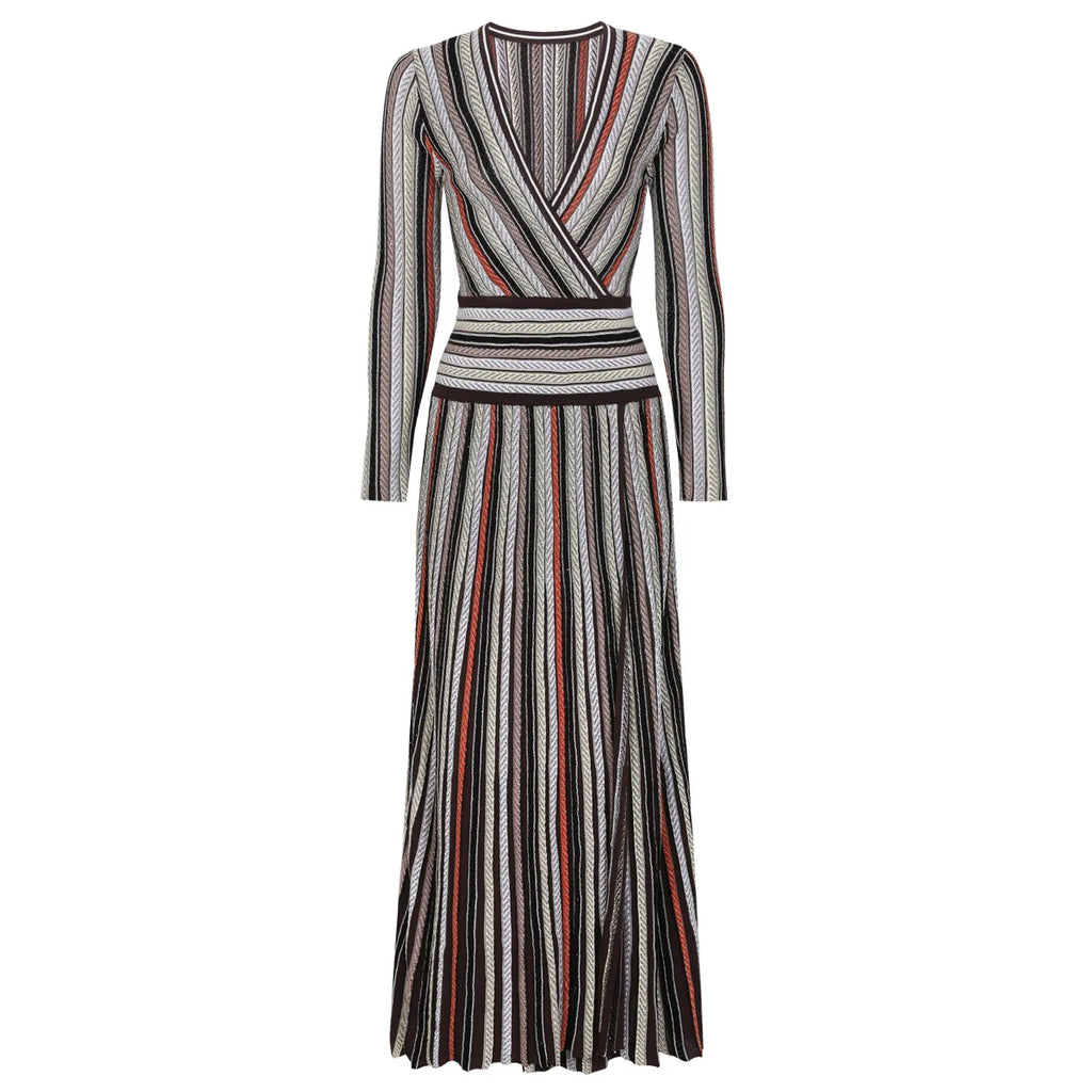 Vibrant Striped Knit Midi Dress
