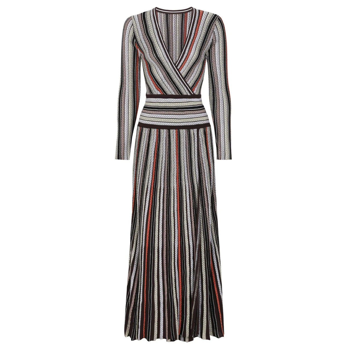 Vibrant Striped Knit Midi Dress