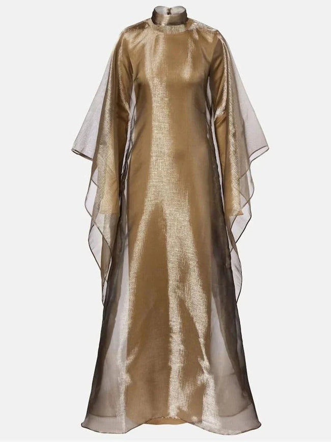 Radiant Sheer Metallic Maxi Dress Hover Image