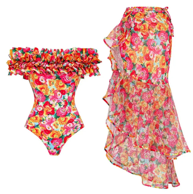 Spirited Ruffle Floral One-Piece Swimsuit Hover Image