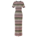 Vibrant Striped Knit Maxi Dress
