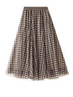 Grounded Plaid Mesh A-Line Skirt